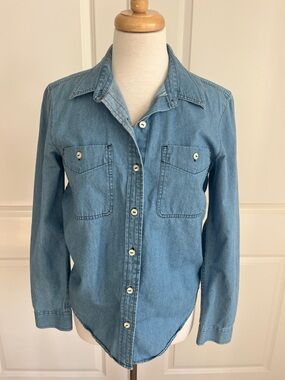 7 for All Mankind Light Blue Denim Shirt Size Small